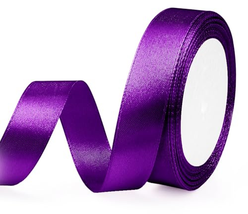 Geschenkband Violett Satinband Violett 20mm, 23m Gurtband Geschenkbänder Breit Schleifenband für Hochzeit Basteln Geburtstag Halloween Ostern Deko Stoffband Geburtstag Weihnachtsgeschenke Satinbänder