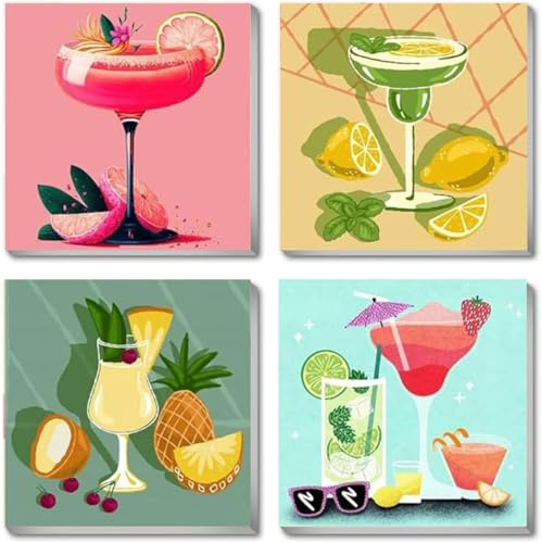 Fan House Peinture par Numero Adulte,Loisirs Créatifs Adultes,Peinture Numero Enfant,DIY Adulte Paint by Numbers Kit- Sans Cadre Verre à vin 20 x 20 cm
