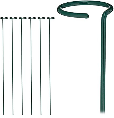 Relaxdays Rankhilfe 12er Set, Pflanzenhalterstab mit Blumenring, dunkelgrün | wetterfest, Blumenstütze aus Metall, 80 cm
