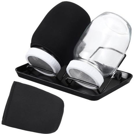 QUARKZMAN Sprossenglas Set 2er-Set – Keimglas mit Edelstahl-Siebdeckeln + Anzuchtschalen – Für Sprossen, Kresse & Microgreens – Inkl. Ratgeber & Halterung - Weiß
