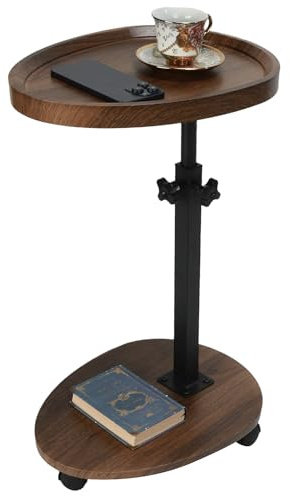 Kiss Me C Shaped Side Table Height Adjustable With Wheels For Sofa Bedroom | Height Adjustable, 4 Smooth Wheels, Suitable For Sofa, Bedroom, Living Room, Office, Balcony