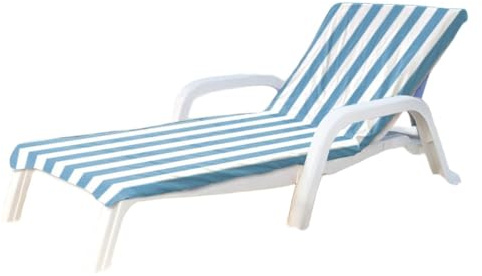 Lawnoval Schnell trocknende, doppelseitige Fleece-Strandkorbhülle mit sicheren Klappentaschen, 80 x 160 + 25 cm, Mintgrün gestreift, Blau gestreift