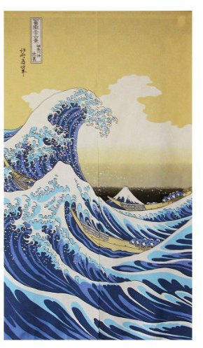 NARUMI 鸣海 Made in Japan Noren Curtain Tapestry Ukiyoe Hokusai The Great Wave Kanagawa