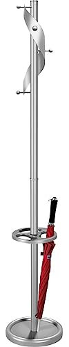 kerkmann Garderobe Adria mit 5 Haken und Schirmhalter mit Tropfmulde, H 1800 x ø 310 mm, alusilber