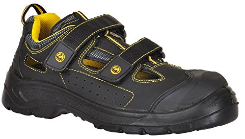 Portwest FC04 Compositelite ESD Tagus Sandal Padded Collar Non Metallic | Black, 6, S1P EN ISO 20345, CE Certified, UKCA Marked, Composite Toecap, Perforated Upper, Back Pull-Tab, Slip Oil Resistant