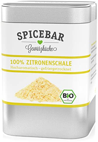 Spicebar Zitronenschale Pulver Bio - 70 Gramm - Fruchtpulver gefriergetrocknet aus 100% BIO Zitronenschale - ideal für Porridges, Smoothies, zum Backen oder als Topping für Quarkspeisen