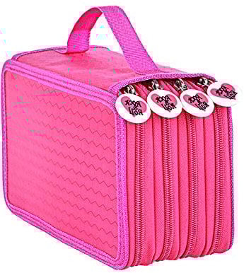 Yosoo Oxford Mehrschicht Stiftemappe für 72 Buntstifte Make-up Pinsel Tasche Pencil Organizer Pen Tasche stationäre Stiftetasche mit großer Kapazität (Rose rot)