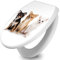 banjado Toilettendeckel mit Absenkautomatik 44,5x37cm / WC Sitz mit Absenkautomatik/Toilettensitz Duroplast mit Edelstahl Scharnieren/Klodeckel mit Absenkautomatik Motiv Chihuahua