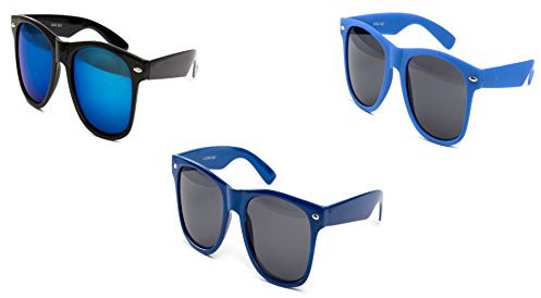 Ciffre 3 er Set Nerd Sonnenbrille Partybrille Festival Sunglass Stil Atzen Brille Schwarz Blau Dunkel D306