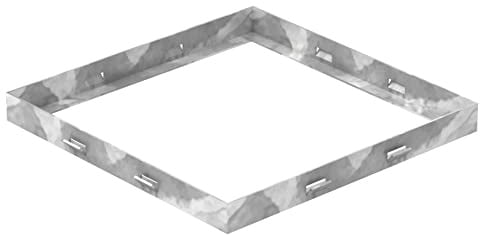 Fenau - Gitterrost-Zarge 300 x 300 x 28 mm für Rosthöhe von 25 mm, verzinkt – mit Aussparung für Maueranker - Passend für Baunorm-Rost: Fenau 290 x 290 x 25 mm