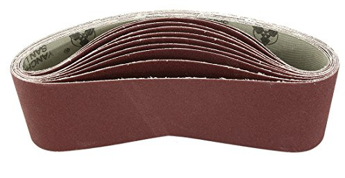 sourcing map 10 Stück Schleifband 75 x 533mm, Schleifbänder Körnung 180, Universal-Schleifband aus Aluminiumoxid für Bandschleifer zum Schleifen von Holz, weichen Metallen und Farbe