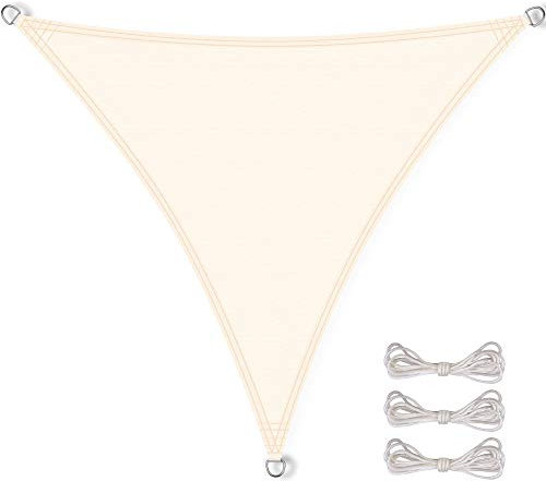 CelinaSun Sonnensegel wasserdicht PES Dreieck gleichseitig 3,6x3,6x3,6m Creme weiß UPF 50+ Premium Sonnenschutz inkl Befestigungsseile
