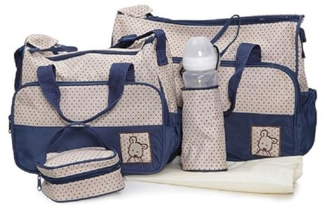 Moni Wickeltasche Stella, Set mit Wickelunterlage, Isoliertasche f. Babyflaschen blau