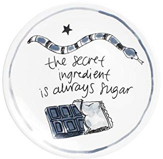 Blond Amsterdam Kuchenteller ø18 cm The Secret – Handgefertigt, Schwarz-Weiß Design mit Zitat