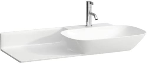 Laufen INO Waschtisch, 1 Hahnloch, mit Überlauf, Keramikablage Links, 900x450, weiß, Farbe: Weiß - H8133010001041