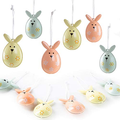 Logbuch-Verlag 12 Osteranhänger Hasen Osterhasen 5cm Geschenk Anhänger Ostern Deko Osterdeko Pastellfarben zum Aufhängen