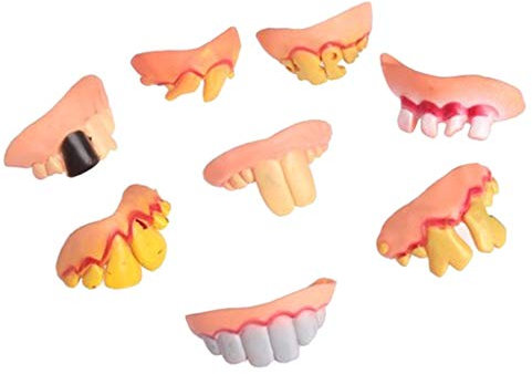Oshhni 8Pcs Faux Dentier Dents Vampire Zombie Dent Accessoire Amusant et Farfelu pour