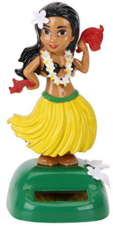 NOPNOG Auto Solar Shaking Head Ornament, Hula Hawaii Girl Style, für Auto Dashboard Dekoration (Gelb)