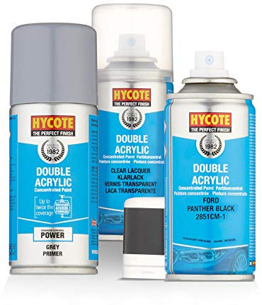 Hycote Ford Panther Black Pearlescent Paint 150ml + Grey Primer & Lacquer Kit