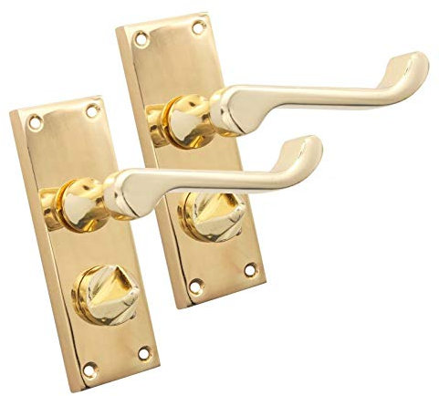 Infinity Decor Victorian Scroll Privacy Bathroom Lever Latch Lock Door Handles on Backplate 118mm x 40mm - Suitable for Internal Bedroom Bathroom Doors