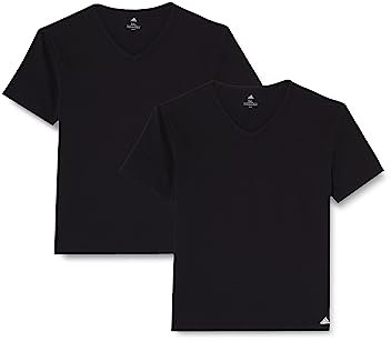 adidas Pack De 2 Camisetas Con Cuello De Pico, Capa De Base Superior para Hombre, Negro, XXL