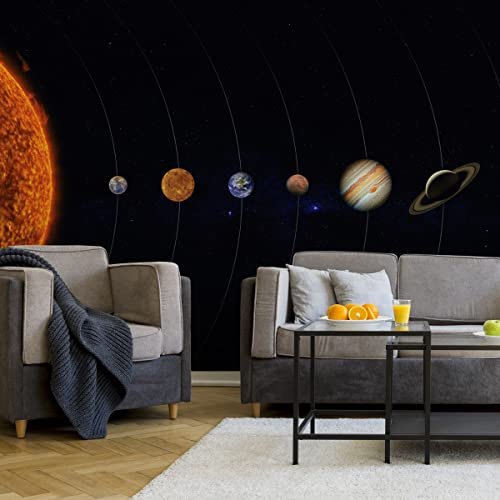 Muralo VLIES FOTOTAPETE 152,5x104 TAPETE Wandtapeten Weltall Planeten Sonne in 3D Wohnzimmer Schlafzimmer Moderne Wandbilder XXL Wand Dekoration Abstrakt Luxus Br. 152,5 cm x Hö. 104 cm