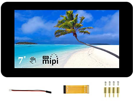 Pantalla Táctil de 7 Pulgadas para Raspberry Pi 4B/3B+/3A+/3B/2B/B+/A+, DSI Interfaz, 800x480 Pantalla TFT, Compatible con Raspberry Pi OS/Ubuntu/Kali/WIN10 IoT y Retropie, hasta 5 Puntos Táctiles