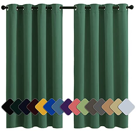 MENGH Gardinen Blickdichte Verdunkelungsgardinen Blickdicht Thermo Schalldämmend, für Wohnzimmer Dekorative dunkelgrün 1 Stück, 160x140cm(HxB)