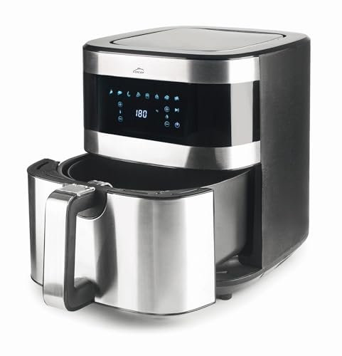 Lacor - 69511 - Freidora Sin Aceite Ecofry, Freidora Aire con Tecnología TotalCook, Air Fryer con Recetario Exclusivo en 3 Idiomas, Fácil de Usar, Pantalla Táctil, 8 Programas, 1500 W, Capacidad 5,5L