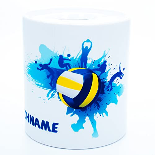 Volleyball Spardose mit Namen personalisiert Sparschwein Volleyballer Geschenk Sparbüchse Zubehör Geburtstag Accessories Ausrüstung Deko Equipment Geschenkideen Trainer Beach Artikel Mannschaftskasse