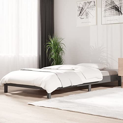 INLIFE Stapelbett Grau 75x190 cm Massivholz Kiefer,Grau,14.55KG