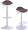 Kidol & Shellder Taburetes Altos de Cocina Sillas de Comedor Juego de 2 Blanco Marrón Forro Polar Teddy Cojín de Asiento con Respaldo Giratorio 360° Ajustable en Altura de PU y Metal Hogar Bistro