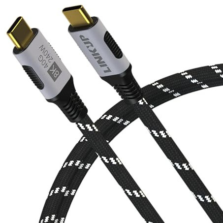 LINKUP - Cable USB 4.0 240W 40Gbps Tipo-C Thunderbolt 4 [0,9m] Vídeo 8K@60Hz Carga y datos rápidas Recubierto duradero Compatible con iPhone 15/16 Pro/Max, MacBook Pro/Air, iPad Pro, Galaxy S23