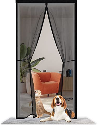 Zanzariera Magnetica Porta Finestra 160x240cm,Tenda Magnetica Zanzariera con Calamita Anti Zanzare Insetti,Non è Necessario Praticare Fori, Chiusura Automatica Traspirante Zanzariere,Nero