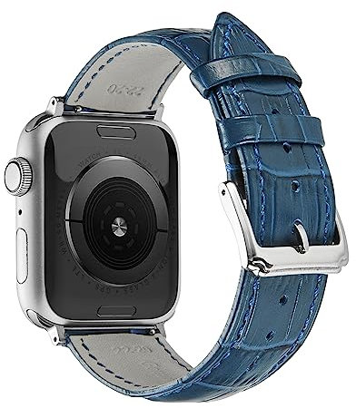 FAGWIG Genuine Leather Strap Compatible With Apple Watch Band 38mm 40mm 41mm 42mm 44mm 45mm 49mm Women Men, Crocodile Embossed Bands Wristbands Replacement for iWatch Series 8 7 6 SE 5 4 3 2 1 Ultra