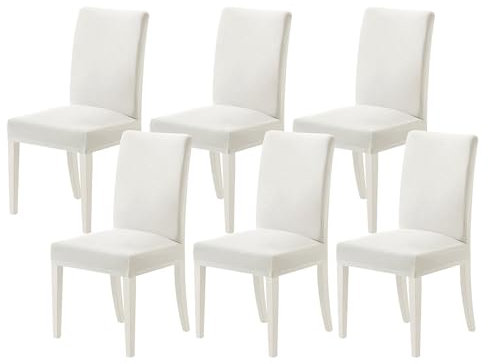 MIULEE Stuhlhussen 6er Set Stretch Abnehmbare Esszimmerstühle Waschbarer Dauerhaft Moderne Hussen Pflegeleichte für Küche Wohnzimmer Restaurant Bankett Familie Party,Weiß