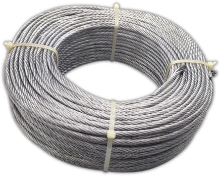 TEKLiNe Câble en acier galvanisé 100 mètres 5 mm avec 72 fils commerciaux charge 750 kg, câble galvanisé de 5 mm commercial 100 m avec 72 fils de charge