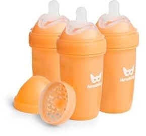 Herobility Doppelte Anti-Kolik-Babyflaschen – 8.5 fl oz/240ml – 3er-Pack baby flaschen – Pfirsich