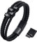 TempBeau Armband Herren Personalisierte Geschenke : Papa Lederarmband Schwarz Silber Leder Armkette Länge Einstellbar Opa Armbänder Schwarz Silber für Männer Daddy Freund Modeschmuck Vatertag (4Name)
