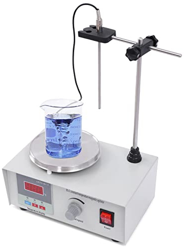 Begoniape Magnetic Stirrer, Destilliergerät Plate mit 250W Heizplatte Becherglas Rührstab Temperatursensor, Heizung 99° Einstellbare Höhe Magnetrührer Vortex Mixer