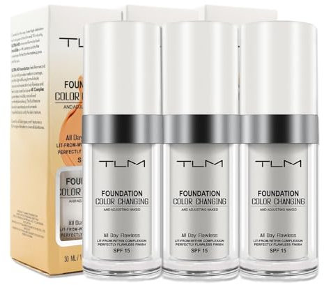 P-Beauty 3 Farbwechselnde Foundation & Concealer mit SPF15 | Flüssige Grundierung & Abdeckung | natürlich, leicht & feuchtigkeitsspendend | Flüssig Make-up mit Lichtschutzfaktor 15 | 3x30ml