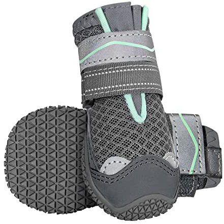 SlowTon Stivali per Cani, Protettore Traspirante della Paw del Cane, Doppio Regolabile e Lavabile Antiscivolo Scarpe per Cani con Striscia Riflettente, Comodi Stivali da Passeggio del Cane per Cani