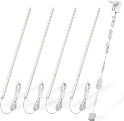 Cefrank V-Form LED-Beleuchtungsset - 4er-Set 30 cm Dimmbare, Nahtlose Unterbauleuchten - Elegante & Effiziente Beleuchtung - 1200lm, 12W (Weiß)