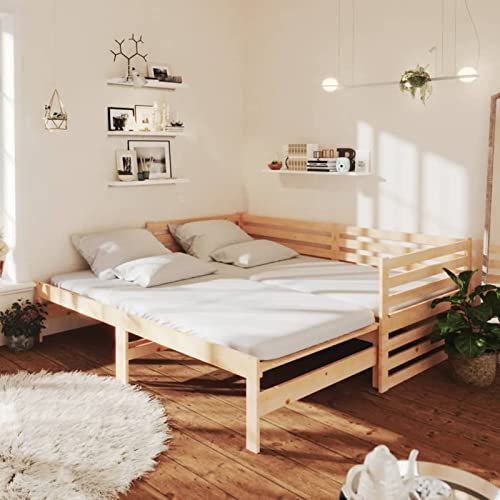 Camerina Ausziehbares Tagesbett 2X(90x200) cm Massivholz Kiefer Tagesbett Ausziehbar Sofabett Schrankbett Tagesbett Ausziehbares Bett 3083669