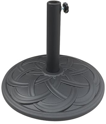 My Garden Umbrella Parasol Base Stand 12KG Round Heavy Duty Black Cast Iron Effect Outdoor Cantilever Parasol Base Stand with Adjustable Knob Umbrella Holder Suitable For All Surfaces