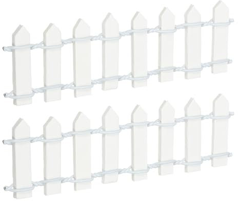 sourcing map 2pcs 3.9 Inch Miniature Garden Fence, Mini Ornament Wood Picket Fence Decorative for Dollhouse Home DIY, White