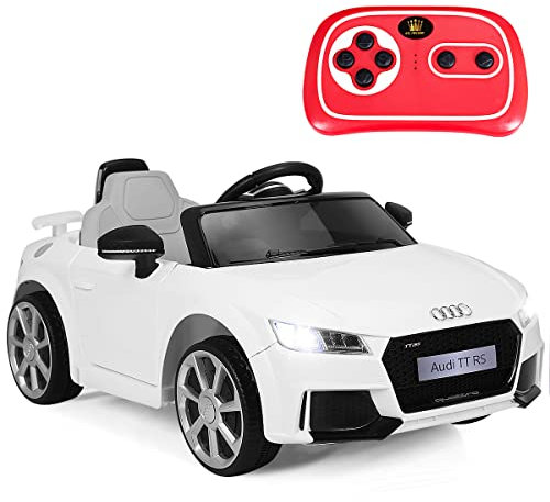 COSTWAY 12V Kids Ride On Car, Audi Licensed Electric Vehicle Toy with Remote Control, Lights, Music, MP3 and USB, Battery Powered Ride on Gift for Boys Girls (White)