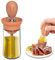 Dispensador con Pincel Silicona,3 en 1 Cristal 180 ml, Cepillo para Botella de Aceite de Cristal,Dispensador de Aceite Brocha,para Cocinar, Ensalada, Hornear, Barbacoa, Freidora Aire (Rojo)