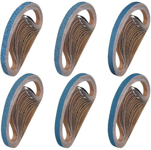 Shineboc Nastri Abrasivi 13 x 457 mm, 40 Pezzi Nastro Abrasivo 40/60/80/120/240/400 Grane Carta Abrasiva per Levigatrice a Nastro per Lucidare Metallo, Legno