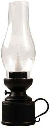 Electronic Oil Lamp,Elektronische Petroleumlampe,LED-öLlampe,LED Petroleumlampe,Flammenlose LED-Lampe,Vintage Nachttischlampe Batteriebetrieben,Elektronische Retro-LED-Laternen-Dekoration (Schwarz)